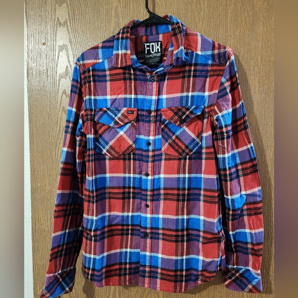 Fox Red and Blue Plaid Men's Shirt